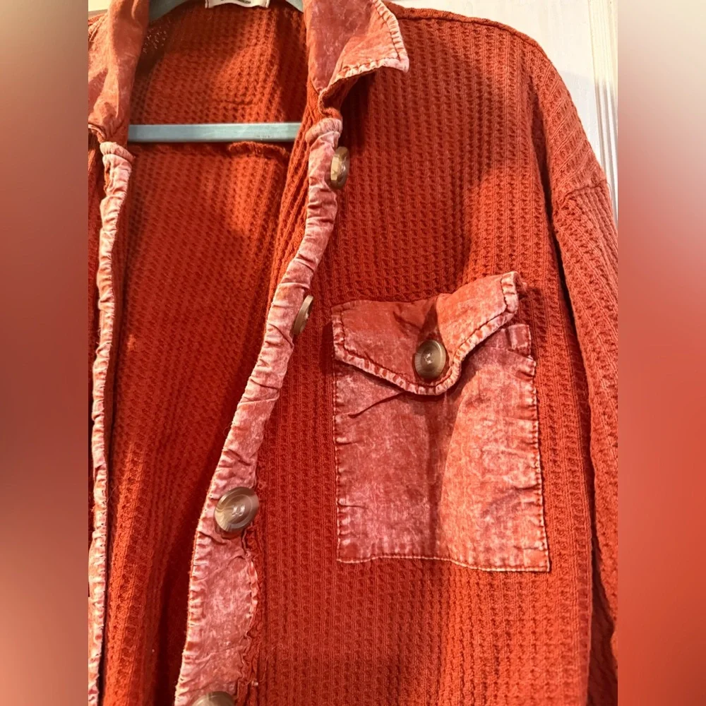 Zenana Washed Ribbed Shacket - Picture 2 of 5